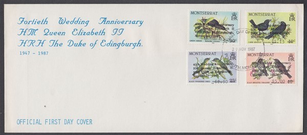 MONTSERRAT 1987 RUBY WEDDING FDC BIRDS (ID:650/D31788)