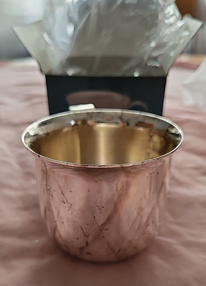 Solid Brass Silver Plated Baby Cup Bears In Original Box