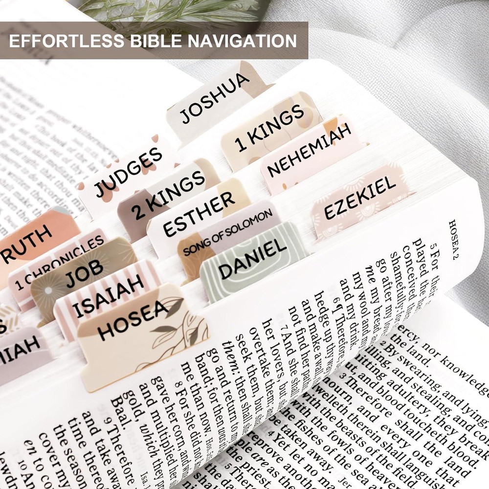 Laminated for Women & Men - Large Print Tabs for Study Bibles, Boho Theme for E