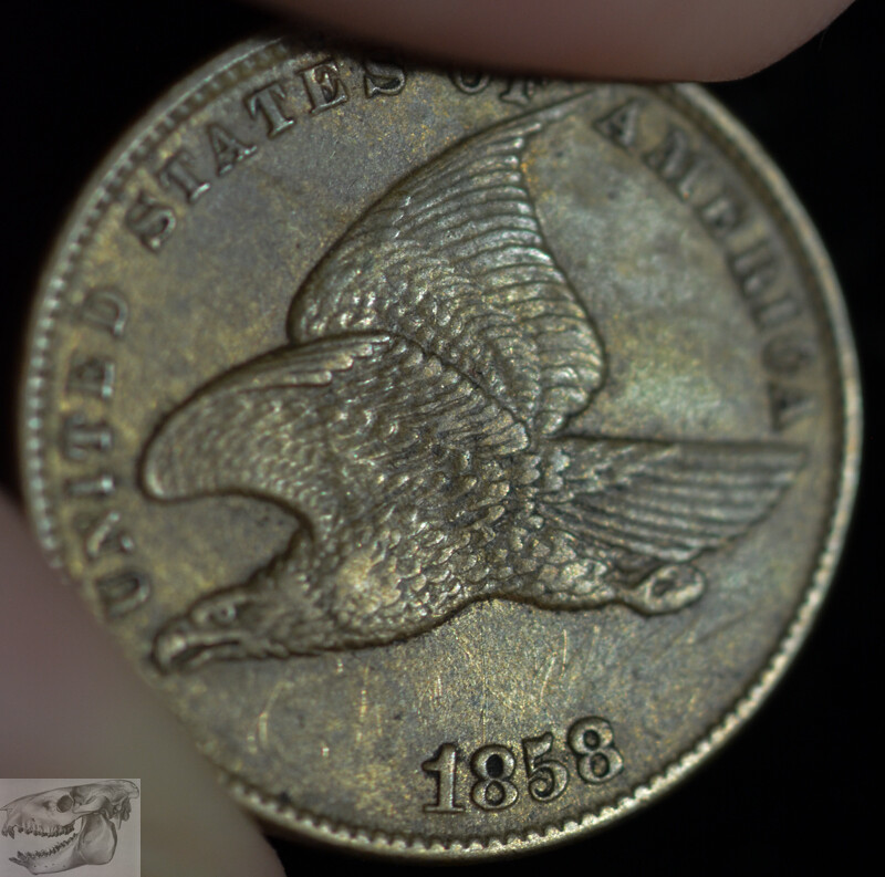 1858 Flying Eagle Cent, Small Letters, Almost Uncirculated Details Scratch C6190