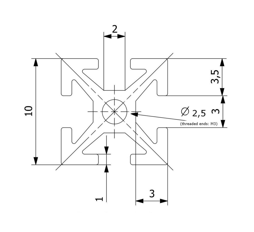 Regular Starter Kit Clear Anodized Including Beams (10x10mm in Diameter), Bra...