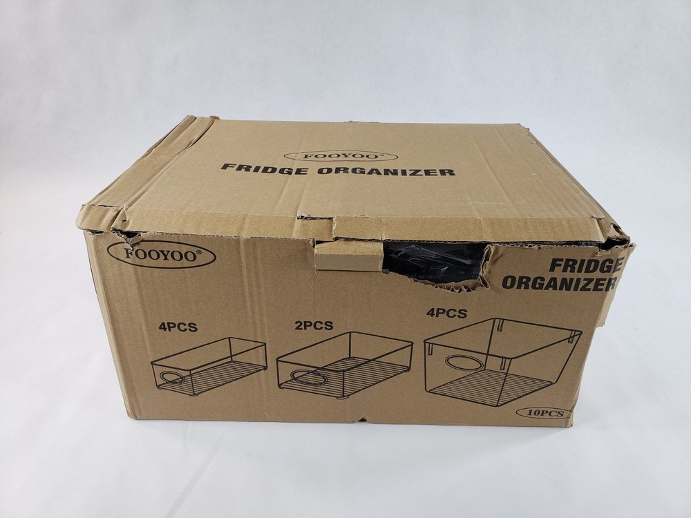 FOOYOO Fridge Organizer Bins Set 10 Piece Plastic Organizer, (missing pieces)