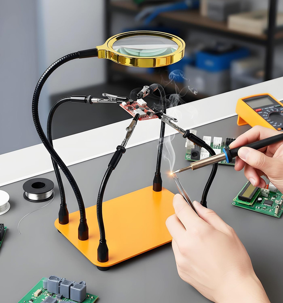 Helping Hands Soldering, Third Hand Soldering Tool PCB Holder Four Arms...