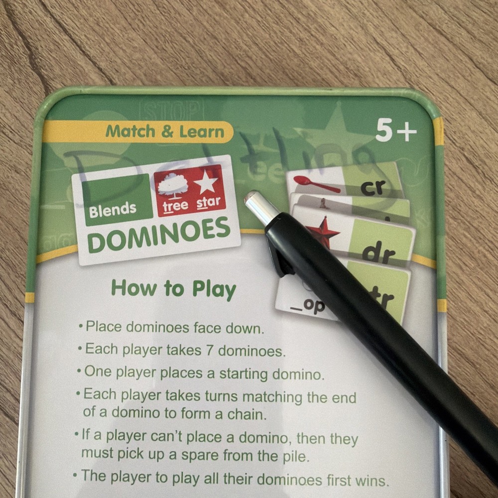 Blends Dominoes Phonics Blending Junior Learning 5+ Multi-Player 28 Pieces