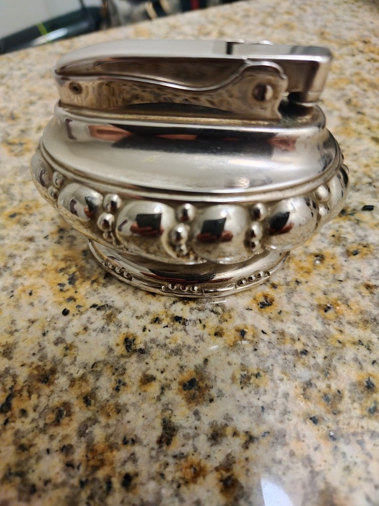 Ronson Table Lighter Crown Rhodium Plated