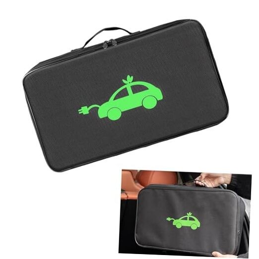 Charger Bag, Portable EV Charging Cable Bags, Waterproof 1 PC Black#Rectangular