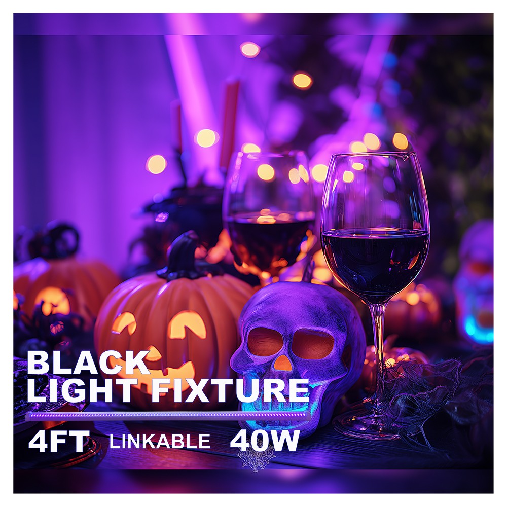 24 Pack 40W 4FT UV Led Black Light Bar DJ Stage Light Linkable Plug in and Play