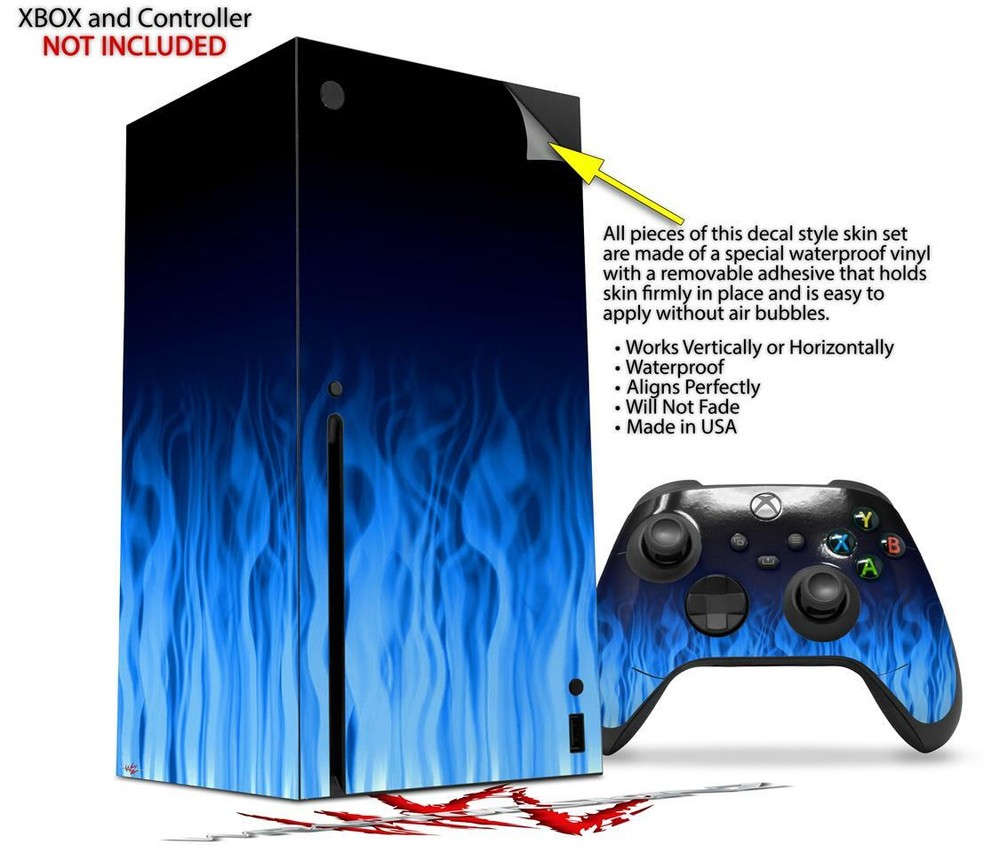 Skin Set for XBOX Series X Fire Blue