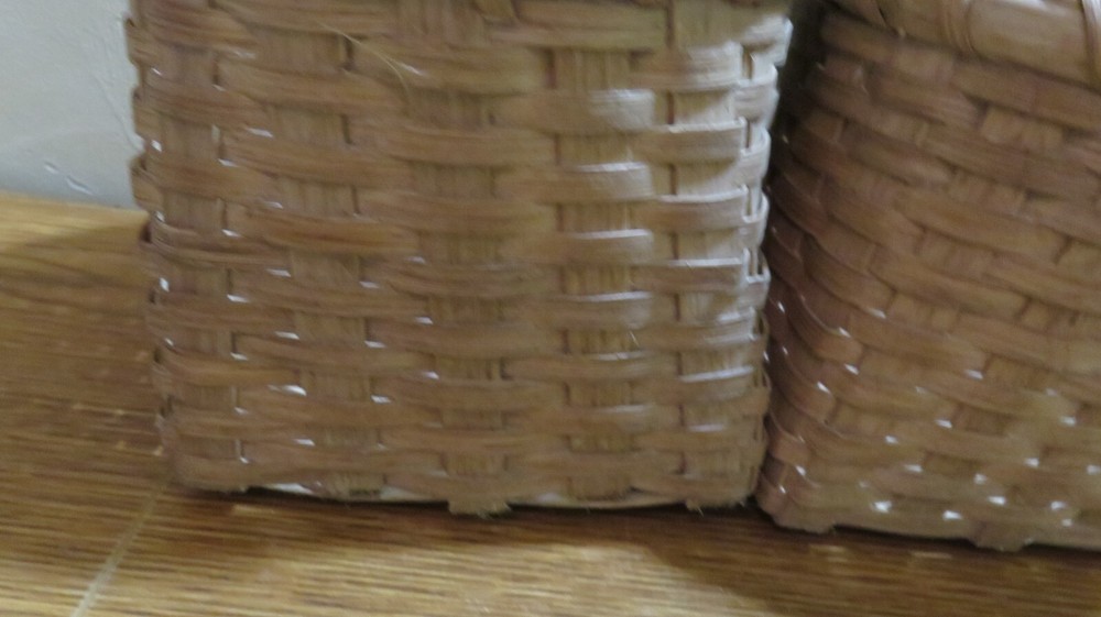 HANDMADE SIGNED DOUBLE BASKET SPLIT ASH?? ORGANIZER SORTING 12 X 6 X 5"