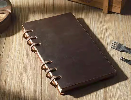 A6 loose leaf Writing note Notebook sketchbook binder Notepad leather brown Q348
