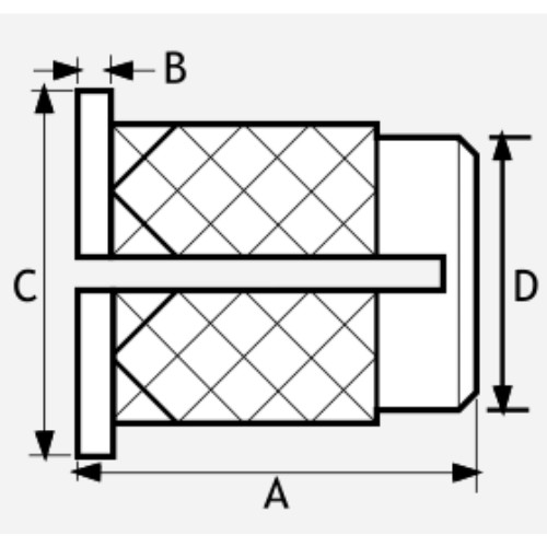 M8 X 12.6 BANC-LOK HEADED REVERSE BRASS INSERT FOR PLASTIC