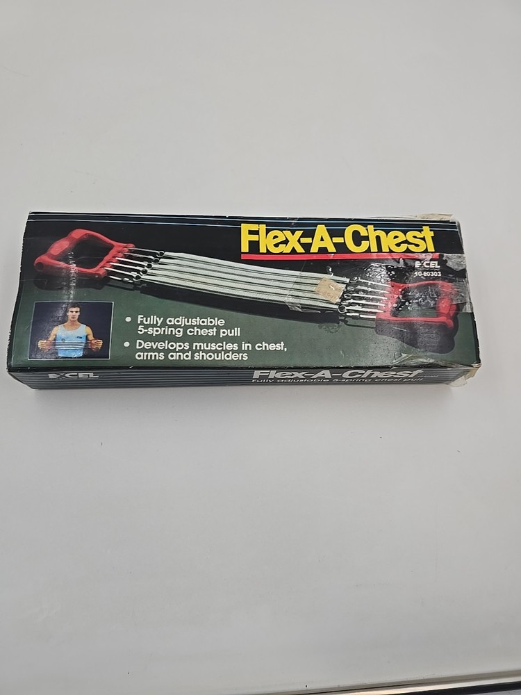 Red Handle Flex-A-Chest 5 Spring Chest Pull Gym Exerciser By Excel New Open Box