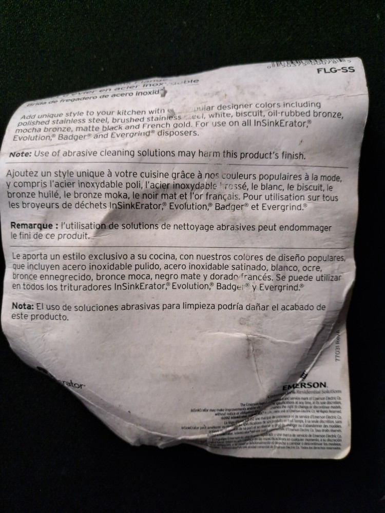 InSinkErator Extended Sink Disposal Flange - FLG-SS