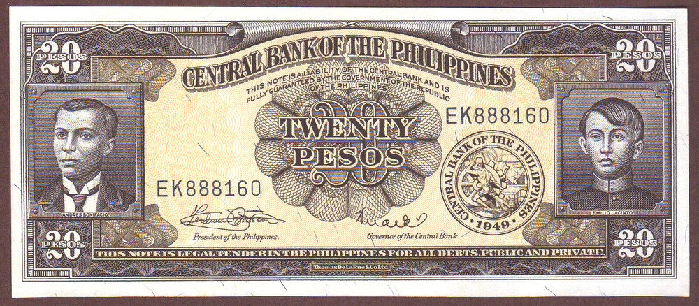PHILIPPINES  20 Pesos 1949     Gem UNC