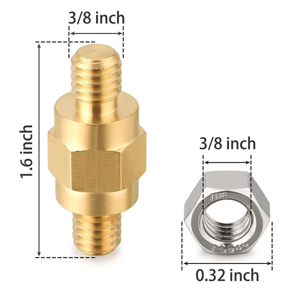 3/8"-16 Brass Side Post Battery Terminal Bolt Standard Extender Stud for GM Post
