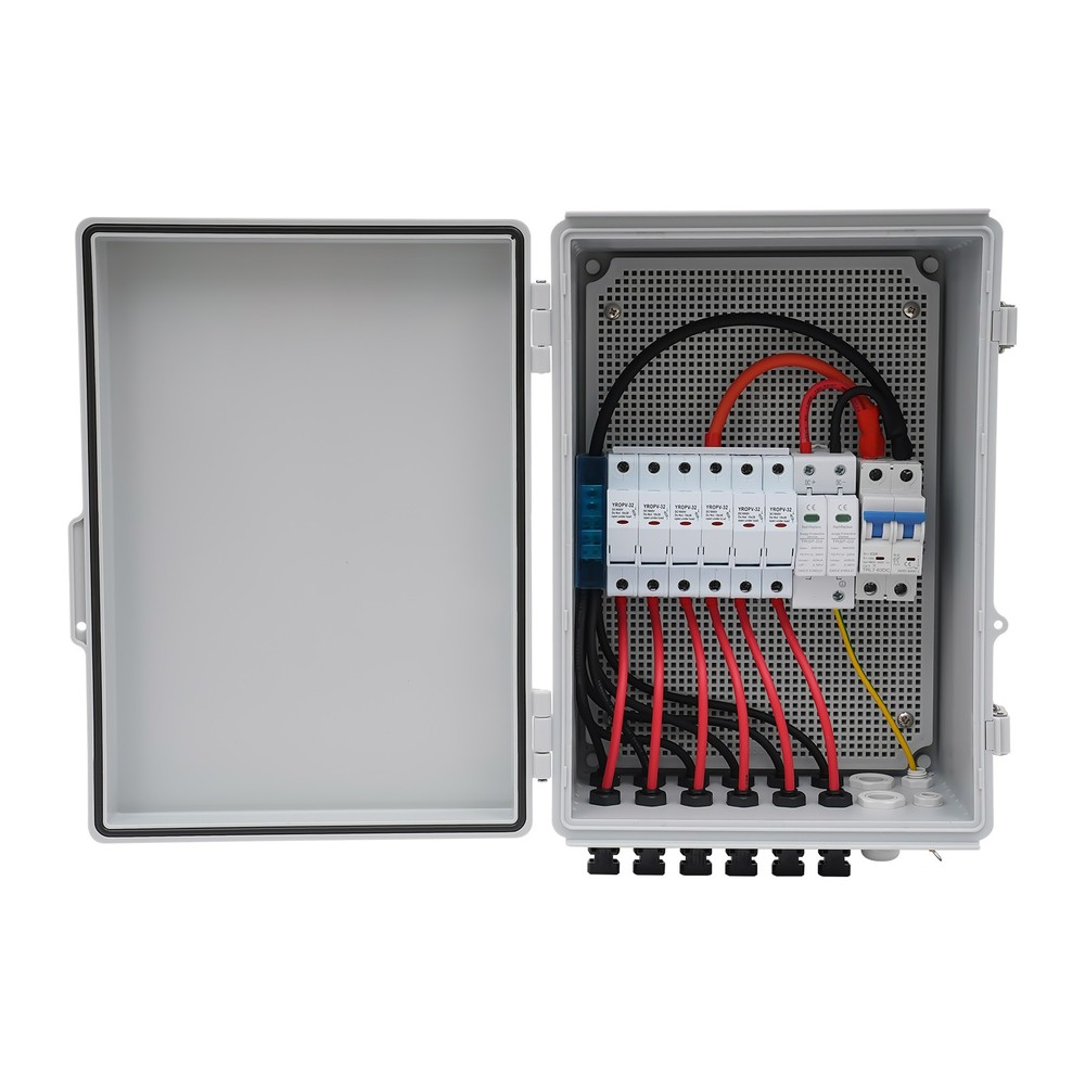 Solar PV Combiner Box With Lightning Protection 63A 6 strings For Solar Panel