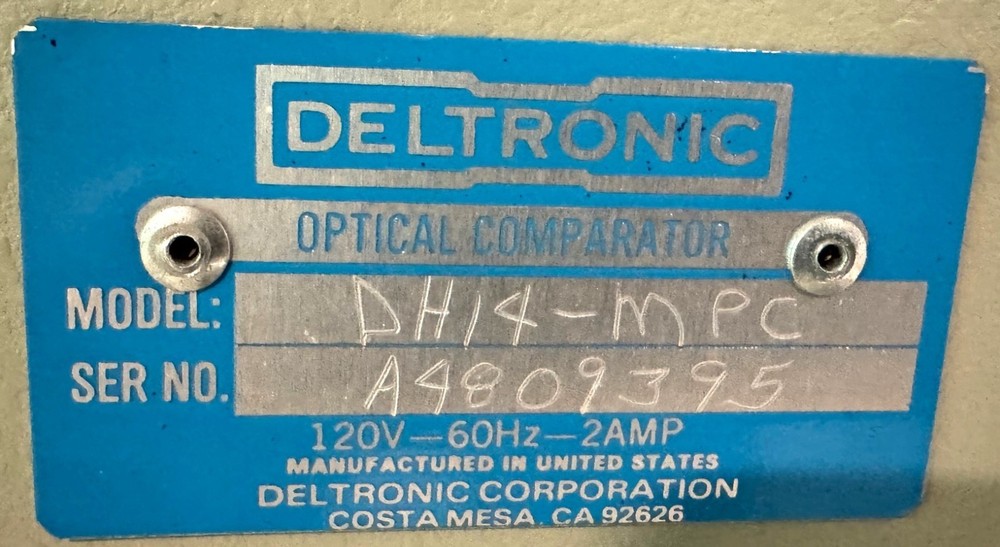 14" Deltronic Optical Comparator DH14-MPC, Surface Illumination, DRO