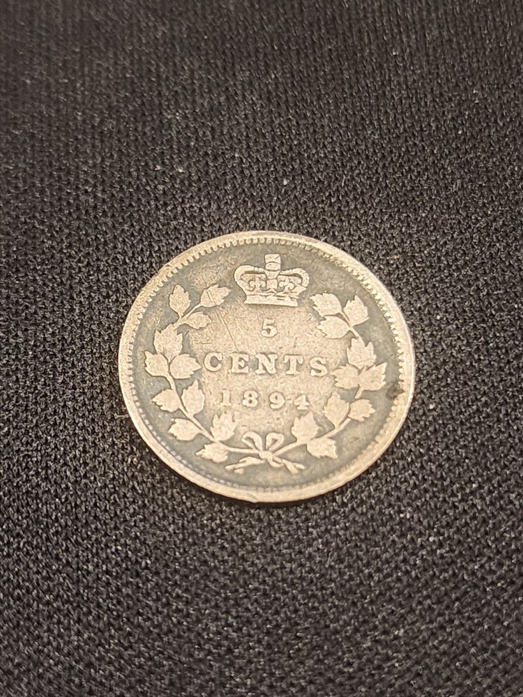 1894 Canada 5 Cents Silver Coin