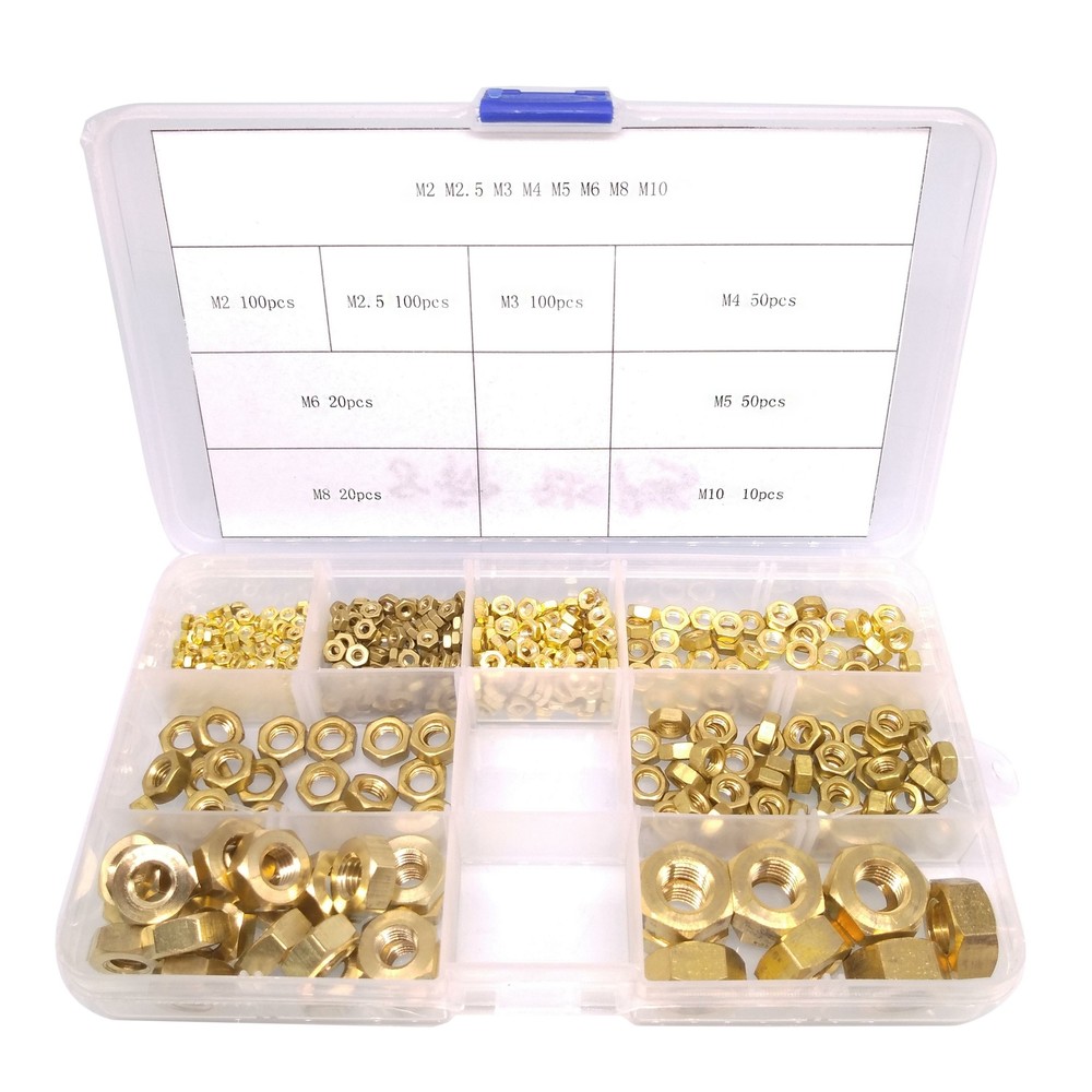 450pcs Metric Thread Insert Screw Brass Hex Nut Assortment Kit