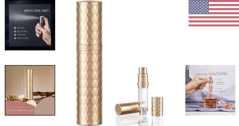 Refillable Perfume Atomizer - Portable, Lightweight, Mist Spray - 0.17fl.oz/5ml