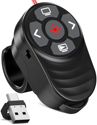 Wireless Finger Ring Presentation Clicker, 2-in-1 USB Type C Laser Pointer for P