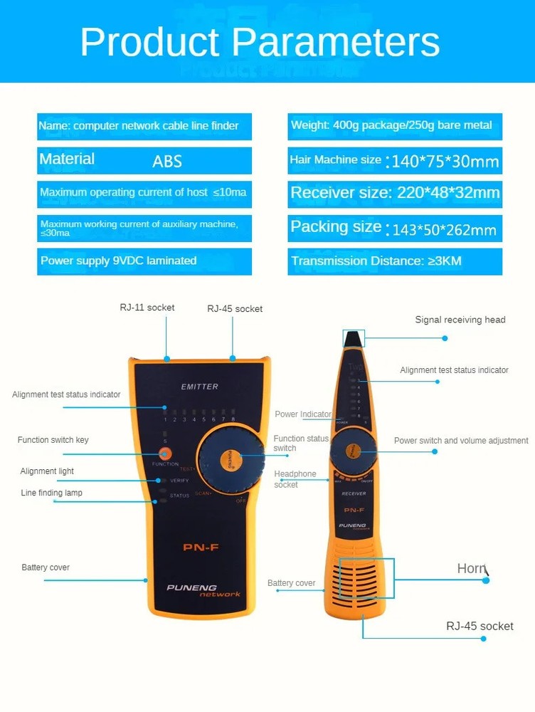 PN-F Network Cabling Finder Network Cable Checker POE Tester Anti Interference