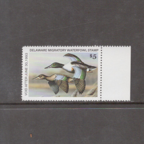 Delaware State Duck Stamp 1992 $5.00 at face value (no serial #)