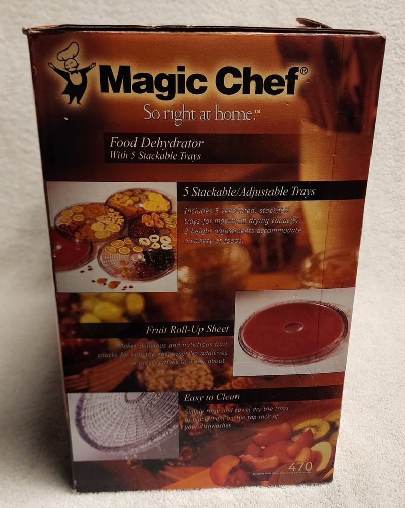 Magic Chef Electric Food Dehydrator 5 Stackable Trays 470 Tested Mint in Box