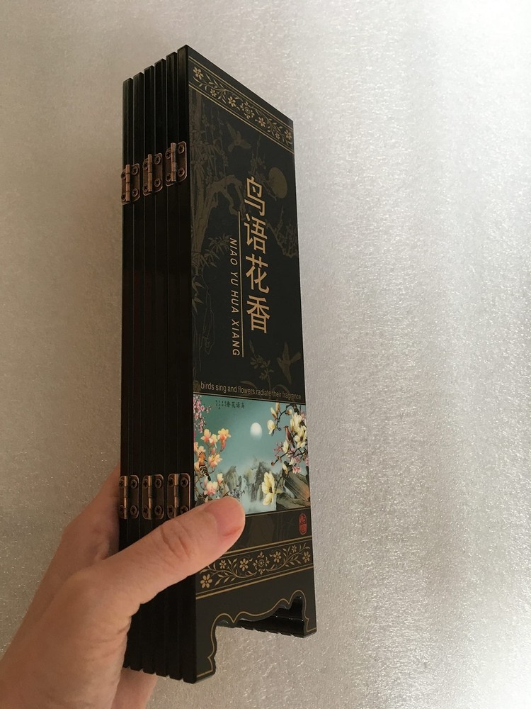 Decorations for The Home, 6 Panel Divider, Mini Folding Screen, Chinese Lacqu...