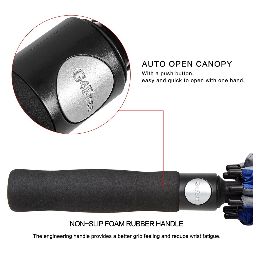 G4Free 62" Automatic Open Golf Umbrella, Oversize Double Canopy Windproof Vent