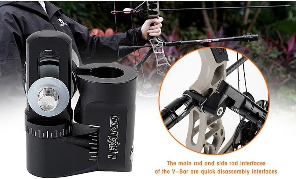 Adjustable V-Bar Mount Quick Disconnect Stabilizer for Archery Bows