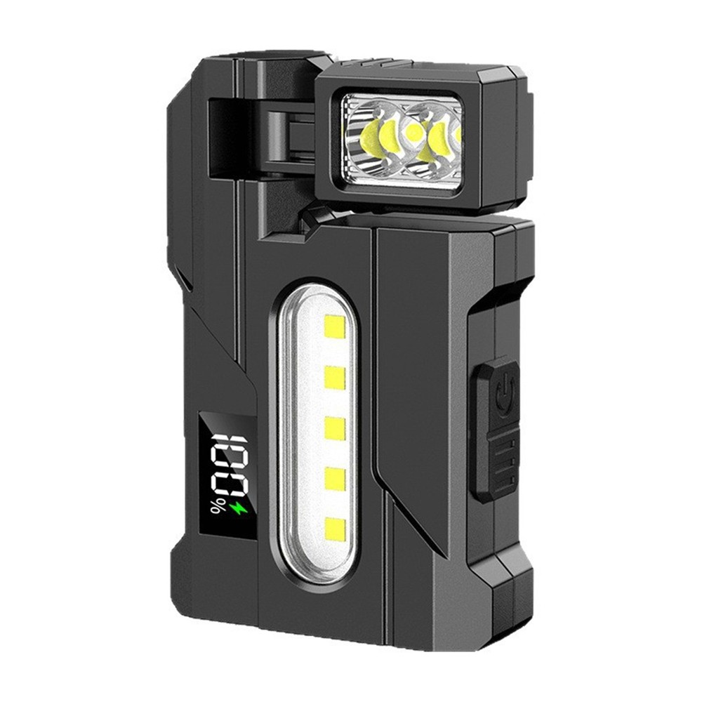 Magnetic LED Work Light USB Rechargeable Flashlight with Multi Color Side Lights