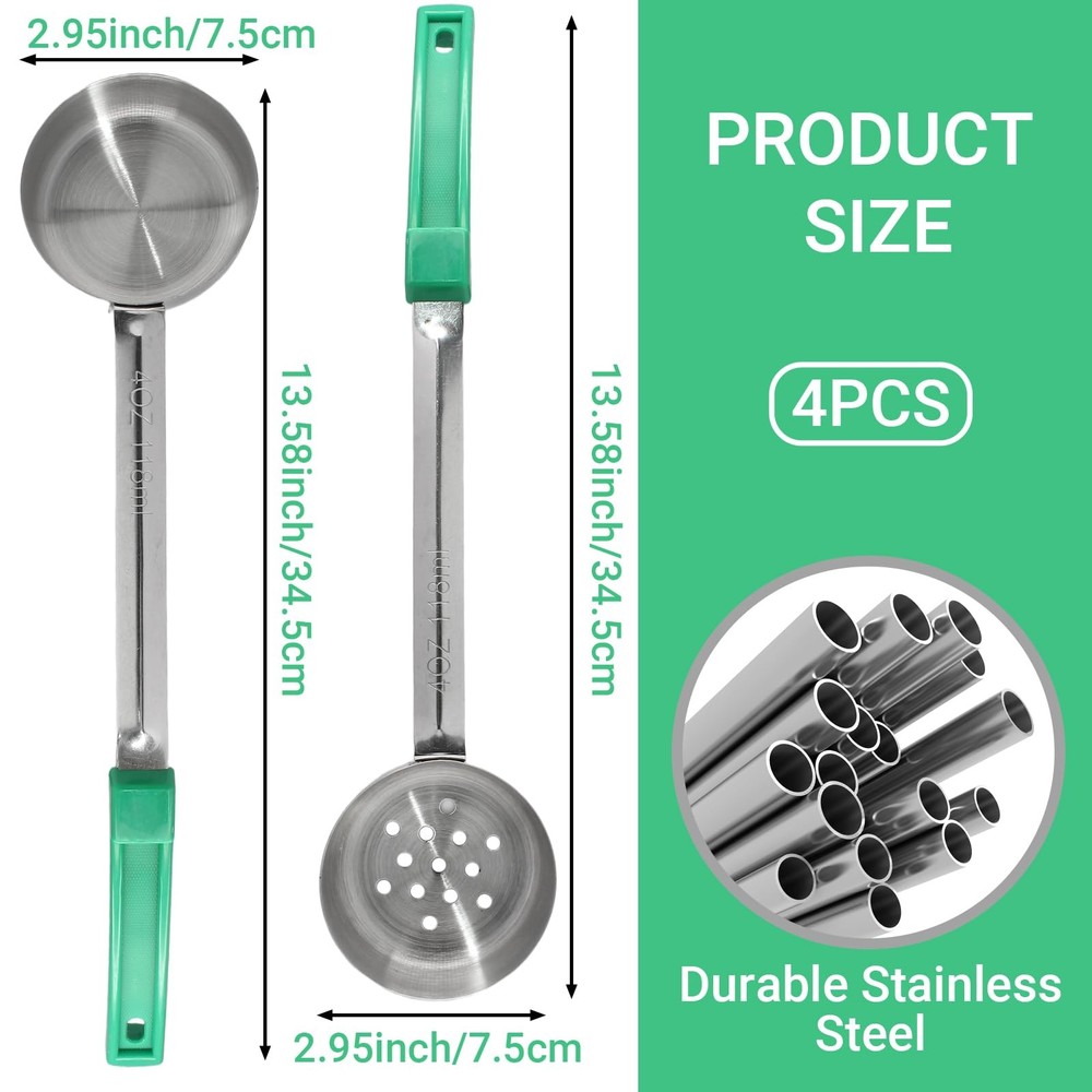 4 oz Portion Control Serving Spoons Measuring Ladle Scoops Green 4 PCS