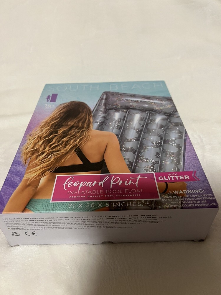 South Beach Tropical Collection Leopard glitter inflatable Pool Float