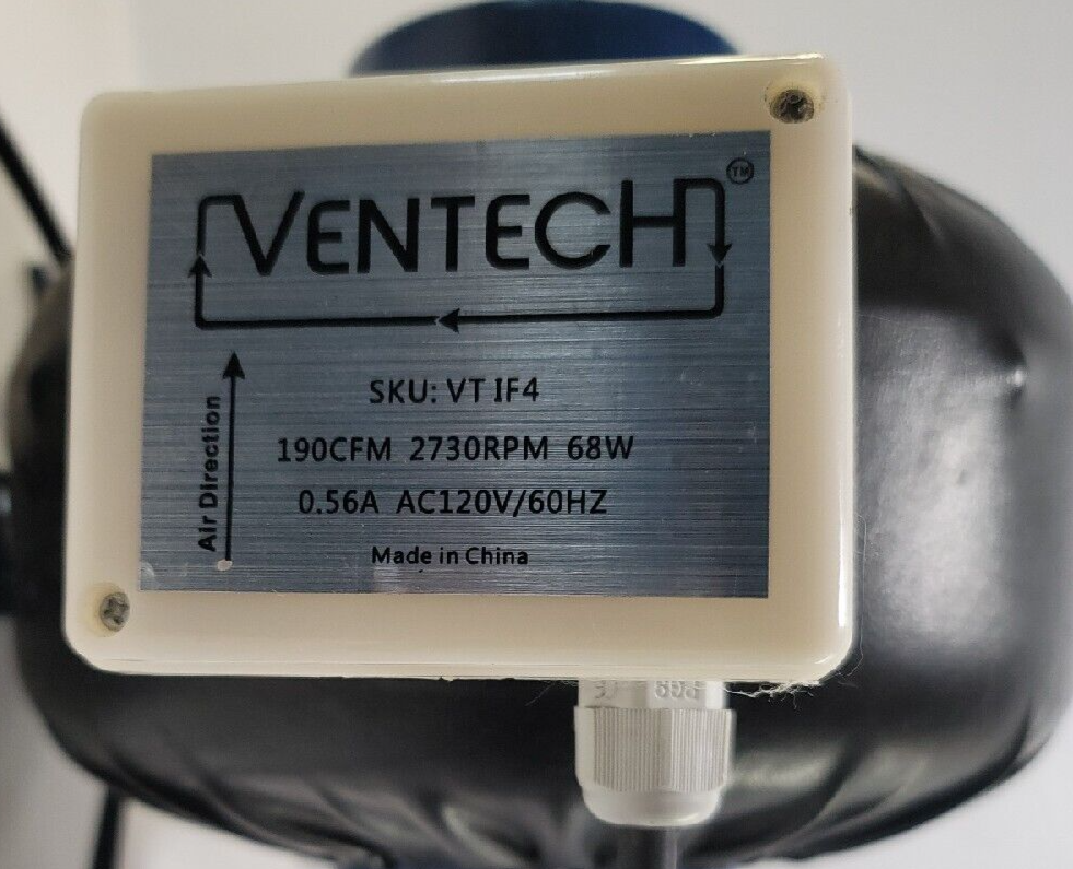 Ventech 190 CFM 6″ inch Inline Exhaust Blower Fan and Variable Speed Controller
