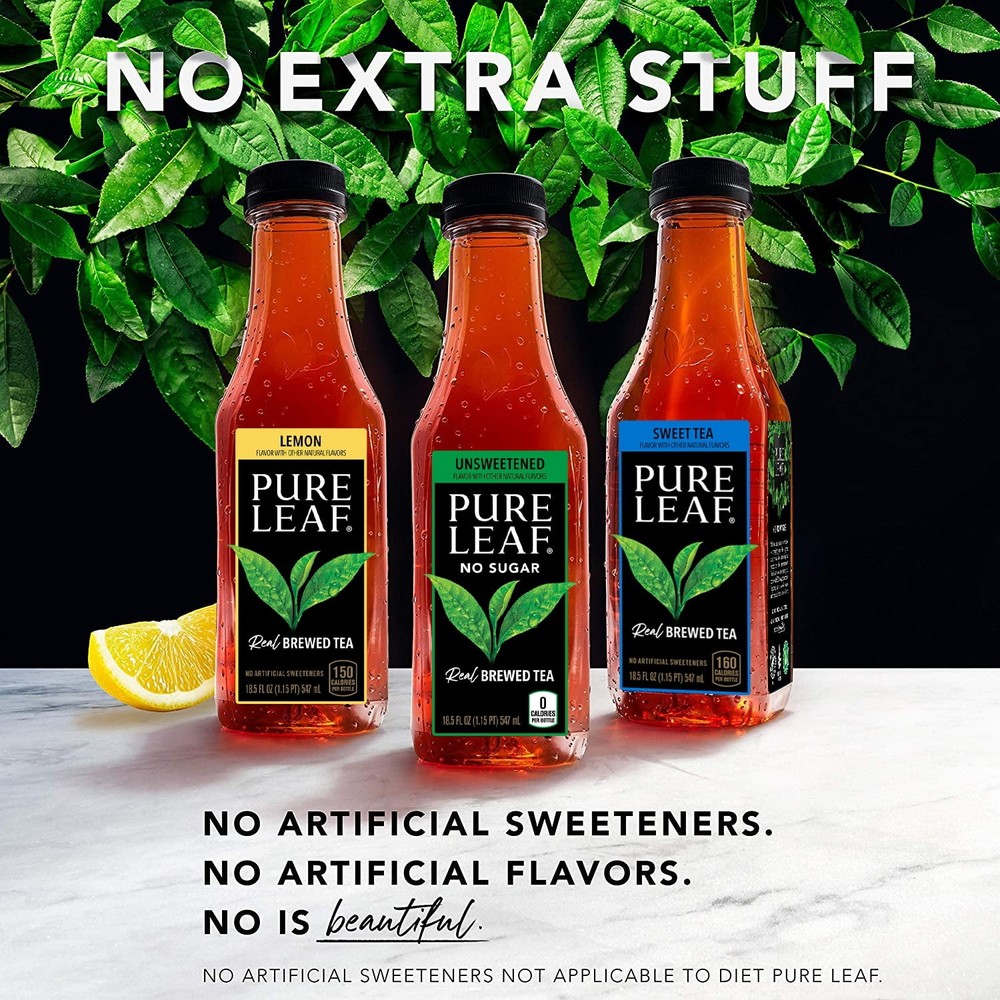 Pure Leaf Iced Tea, Unsweetened Real Brewed Tea, Zero Sugar & Zero Calories, 18