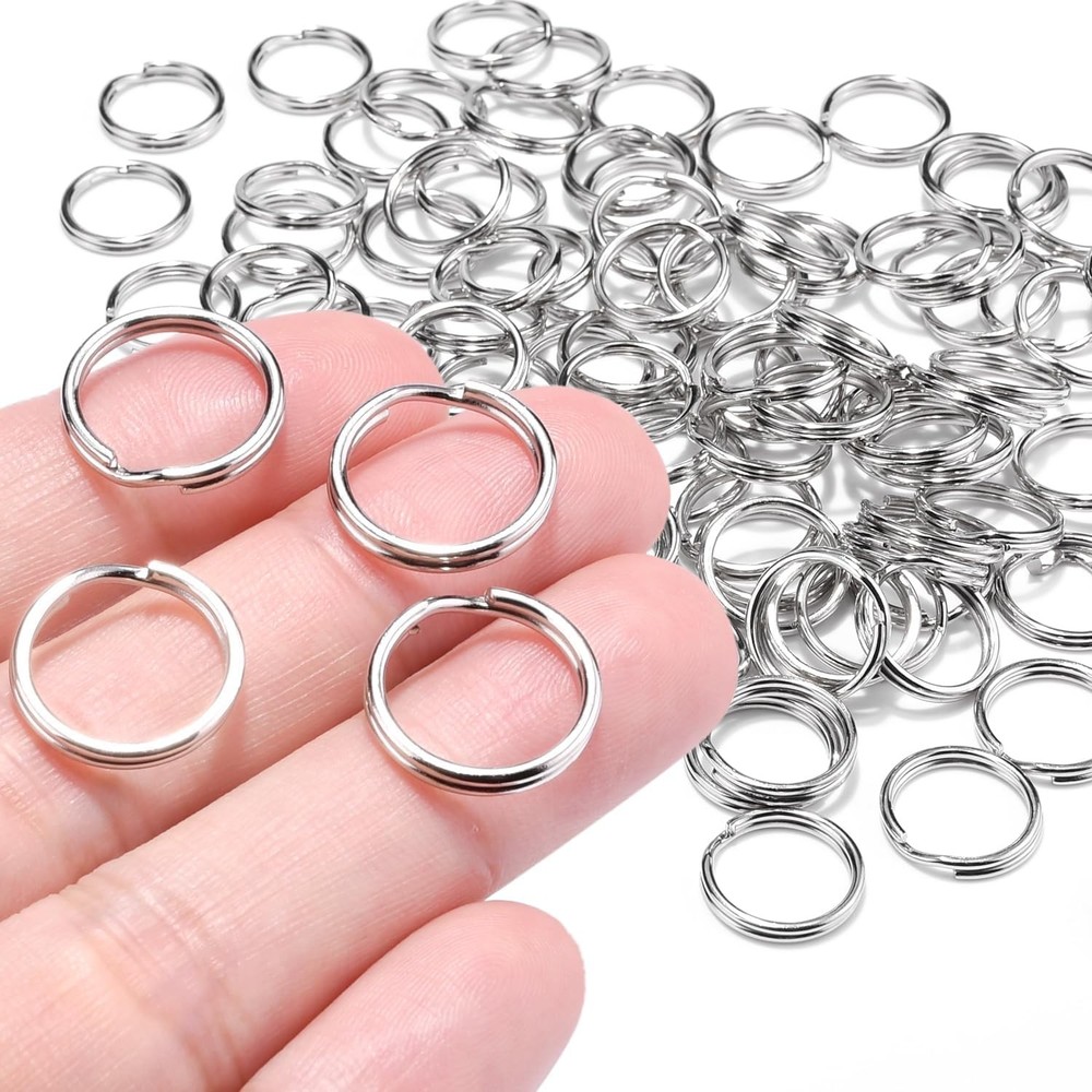 100 PCS 5/8" Small Split Ring for Keychains, Double Loops Round Split Jump Rings