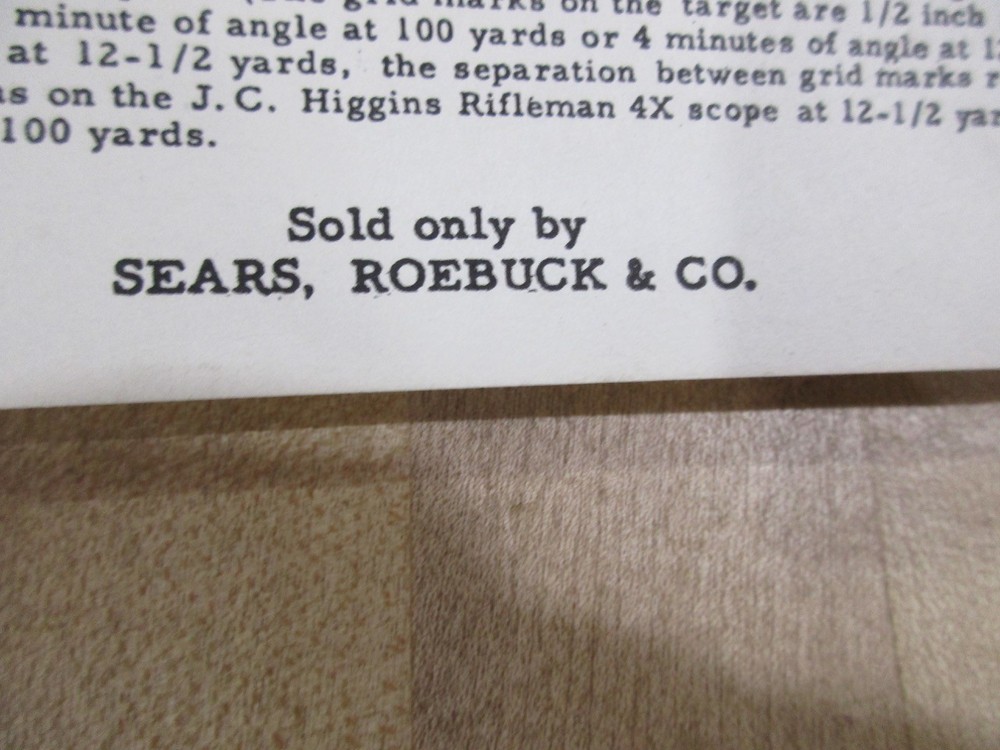 J C Higgins Sears, Roebuck & Co Sighter Chart Target No 4 collectable (r)