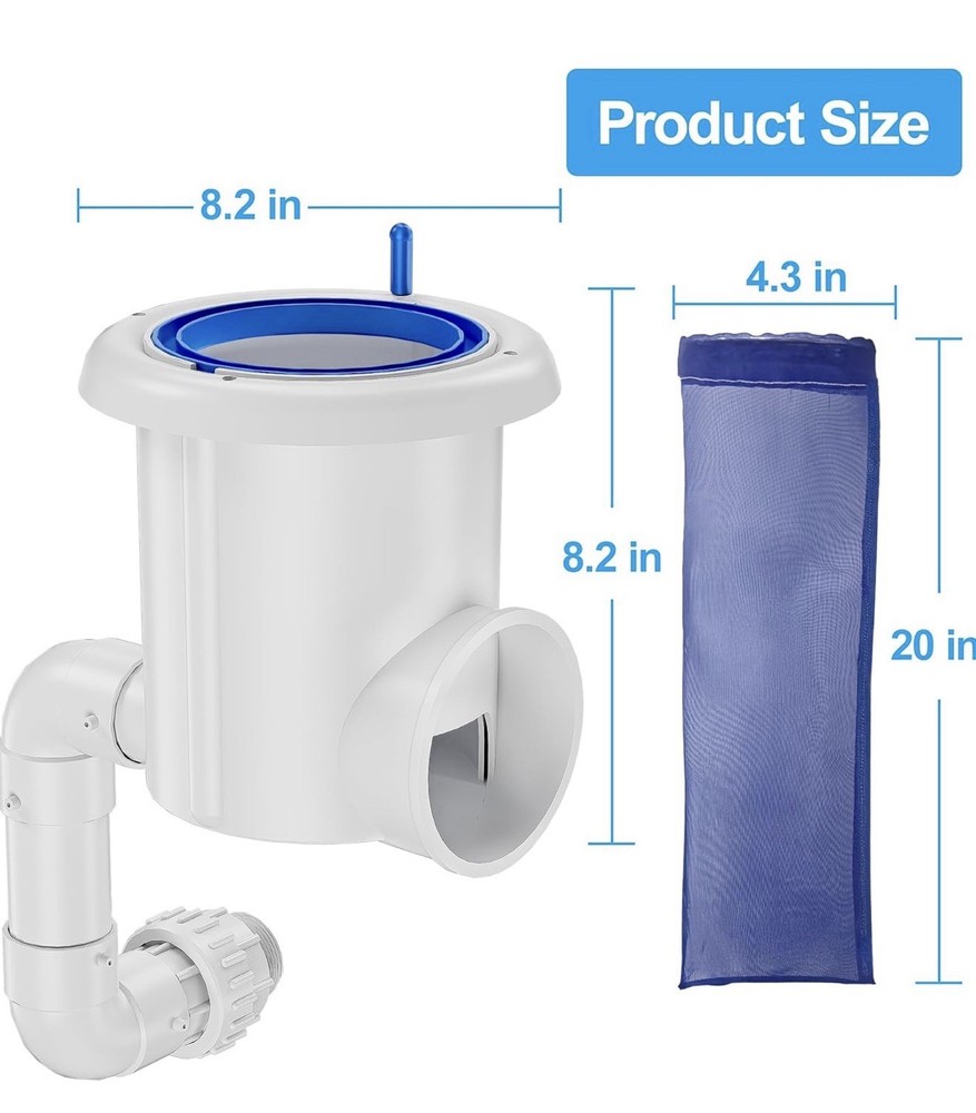 Automatic Pool Surface Skimmer Cleaner Return Jet Powered Leaf Debris Catcher