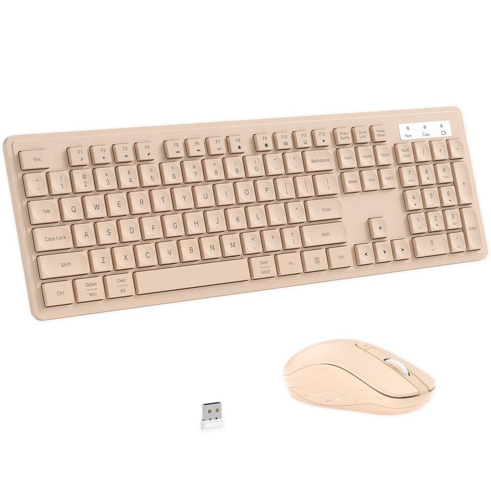 Wireless Keyboard and Mouse, 2.4GHz Cordless Keyboard Mouse Combo, Optical Mo...
