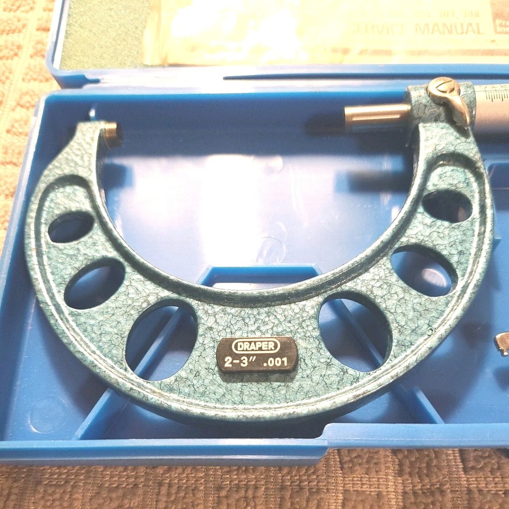 Draper Outside Micrometer Tool, 2-3" Range, .001" Graduation, Case & Wrench