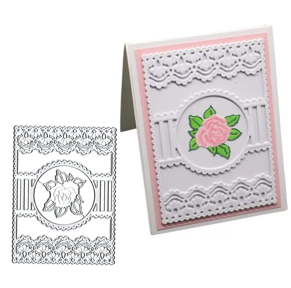 Rectangle Lace Frame Metal Die Cuts, Rectangle Lace Rose Frame Dies Card Meta...