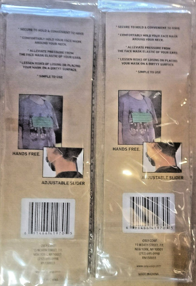 2 X 2 Pack ORLY Face Mask Lanyard