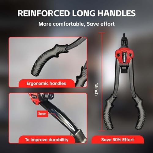 Rivet Nut Tool with a Step Drill Bit & 90 Rivnuts, 13" Heavy Duty Rivnut Tool