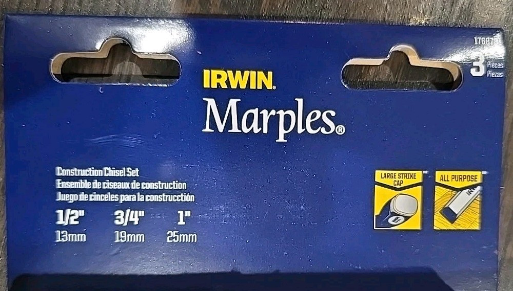 Irwin Marples Woodworking Chisel Set 3 Pieces Sharpness Retention Edge In Case .