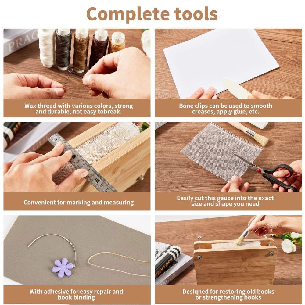 50 Pcs Book Binding Kits for Beginners - Complete DIY Kit with Tools & Instru...