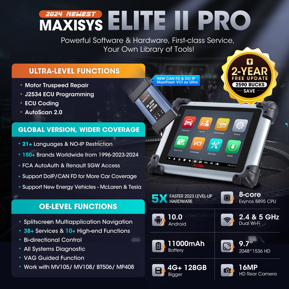 Autel MaxiSys Elite II Pro ULTRA Diagnostic Scanner J2534 Programming Key Coding