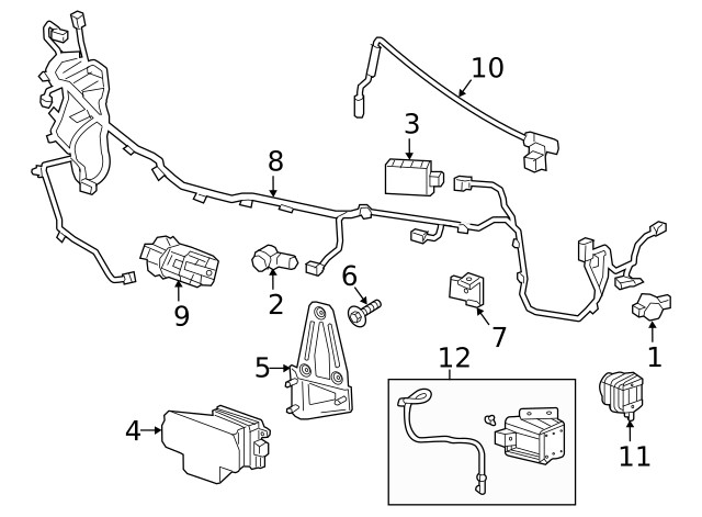 Genuine GM Front Object Alarm Sensor Wiring Harness 84878404