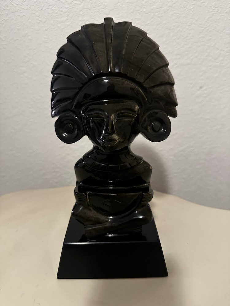 Vintage Obsidian Mayan Figure