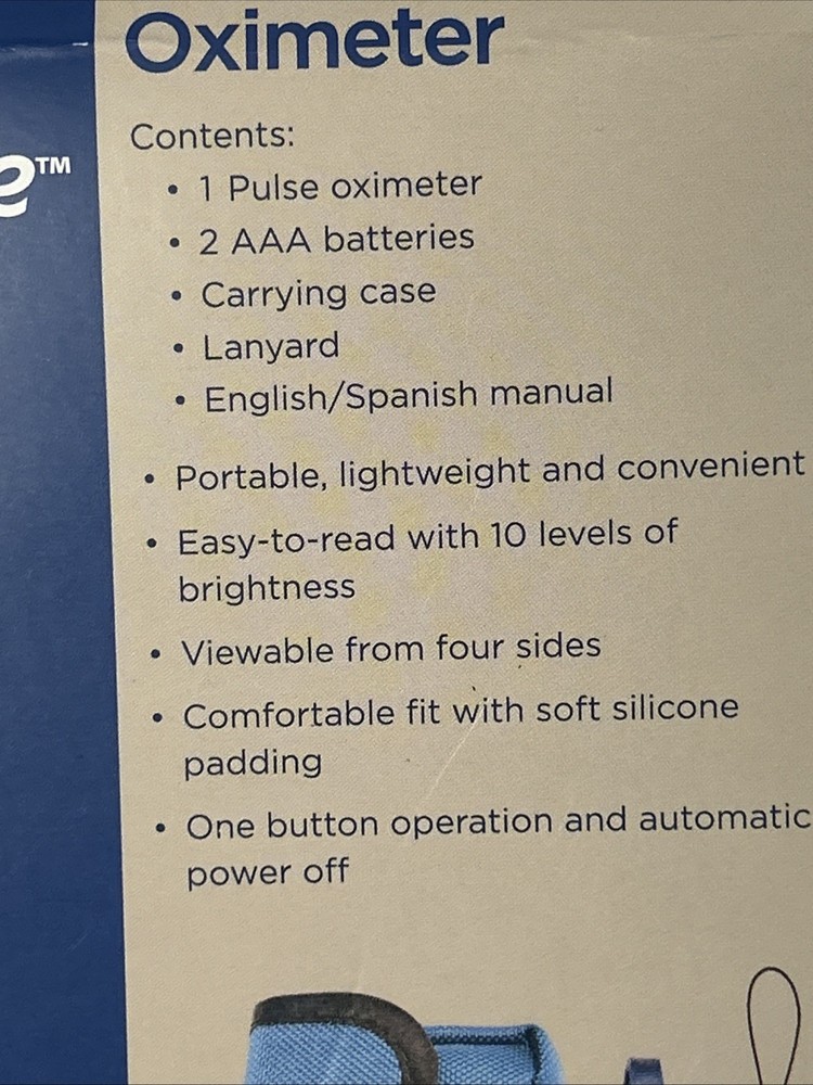 Equate Fingertip Pulse Oximeter With Comfortable Silicone Padding Open Box